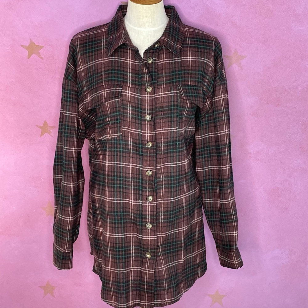 MISSGUIDED Oversized Flannel Plaid Shirt ALT Bella Twilight Elena Gilbert Grunge